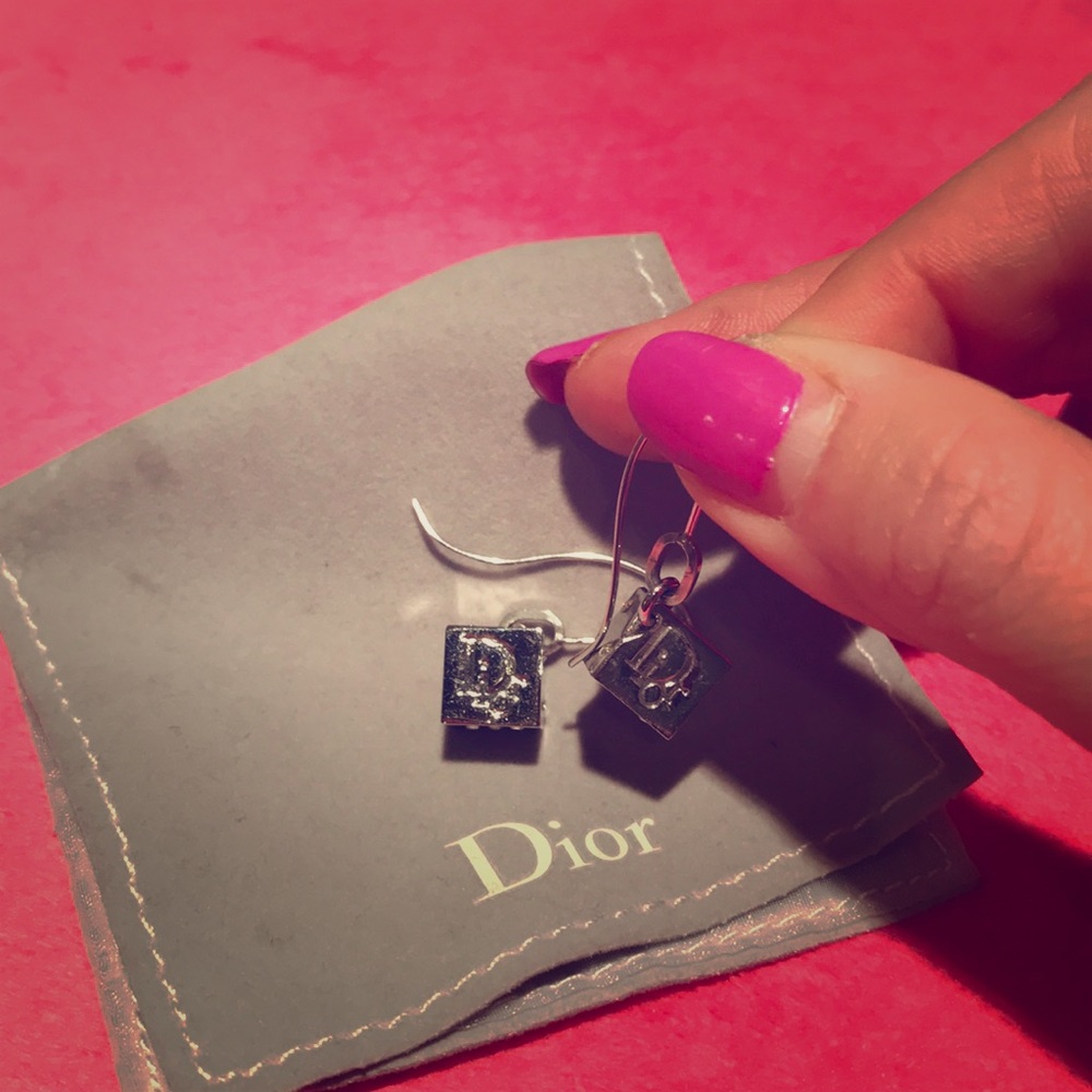 Authentic Dior rhinestone dice earrings